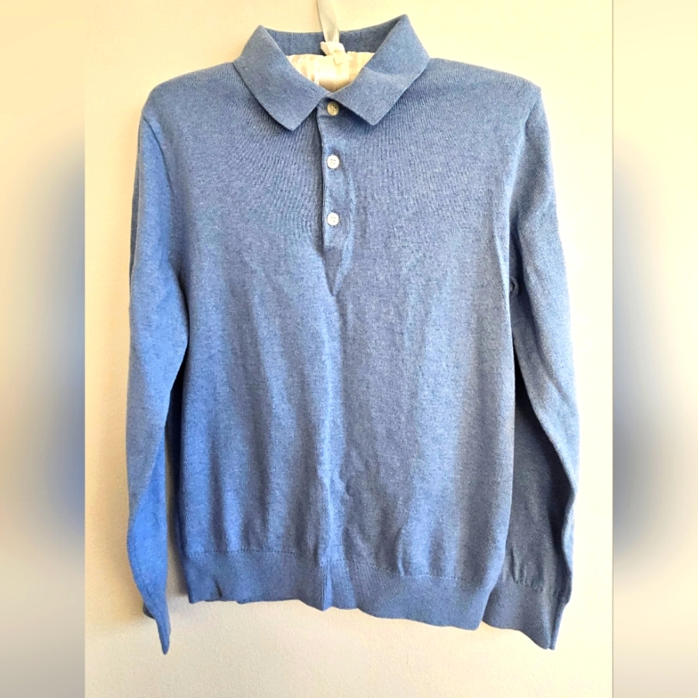Crewcuts NWOT Blue Knit Polo Sweater Size XL 12-14 100% Cotton